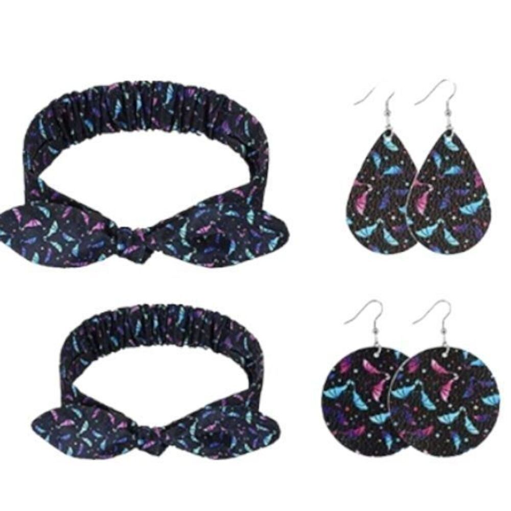 🌻5/$20🌻 Mommy and Me Matching Bat Halloween Headbands and Earrings